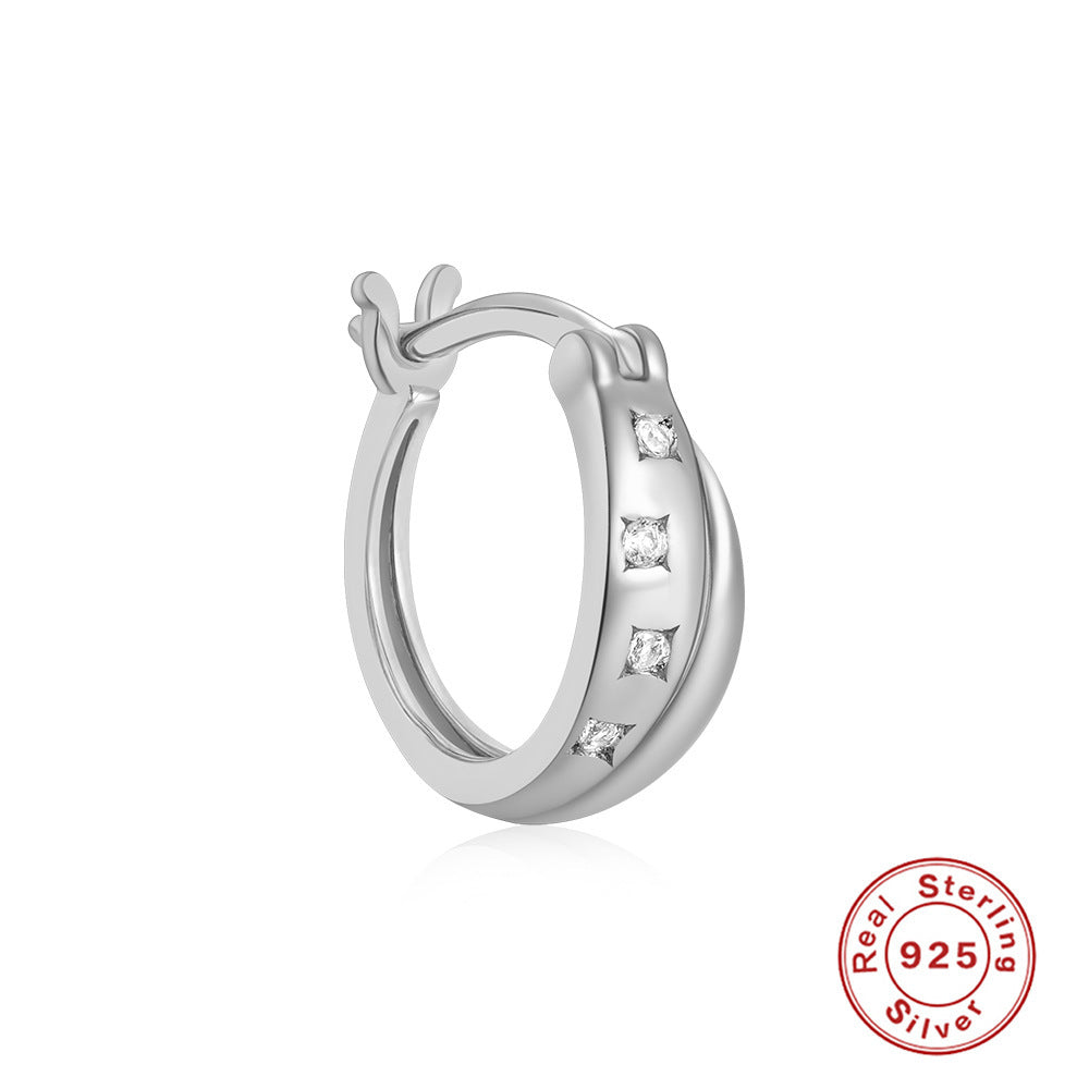 S925 Sterling Silver Diamond Five-pointed Star Ear Ring