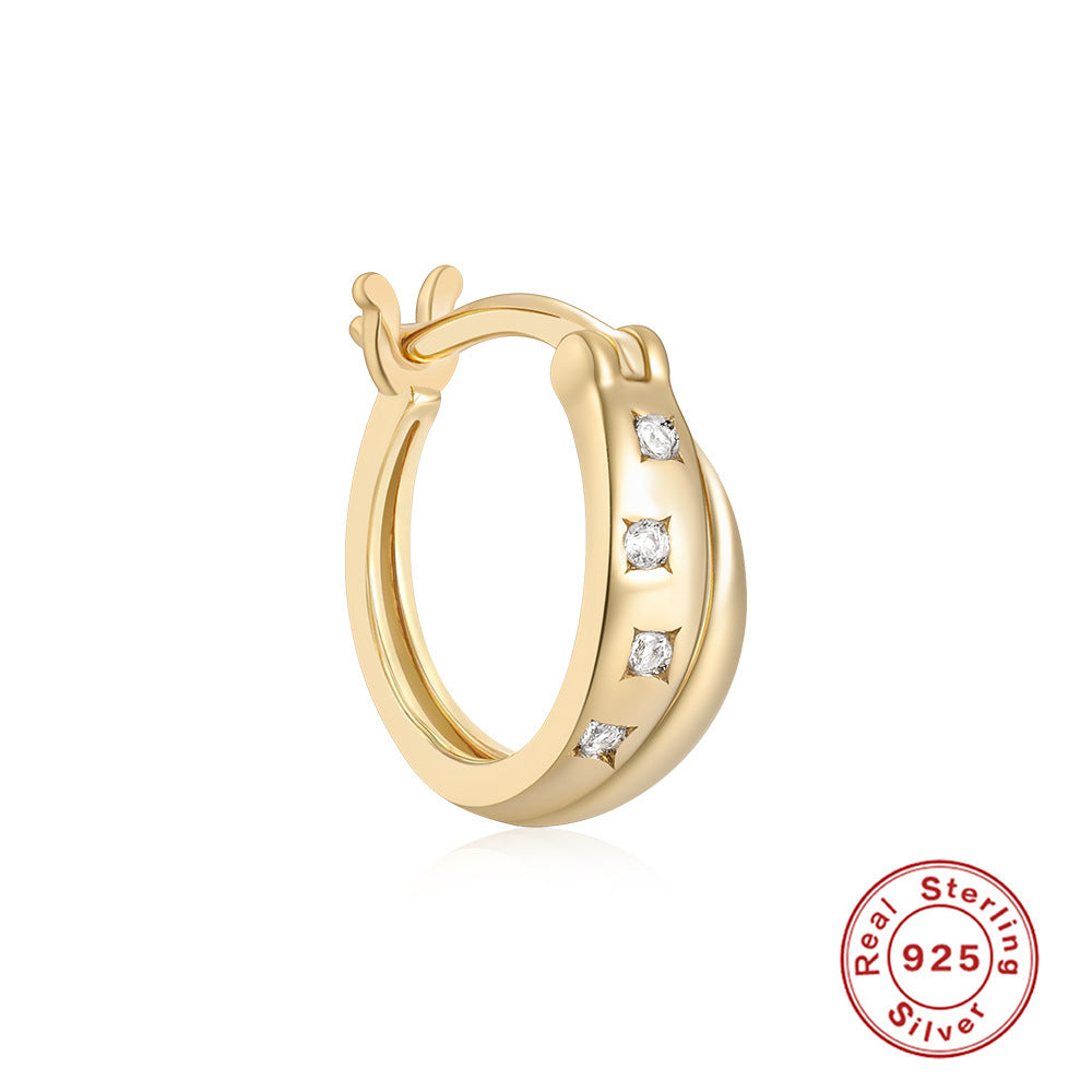 S925 Sterling Silver Diamond Five-pointed Star Ear Ring