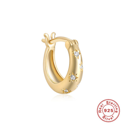 S925 Sterling Silver Diamond Five-pointed Star Ear Ring